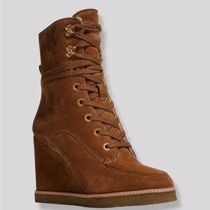 Brown Suede Wedge Boots